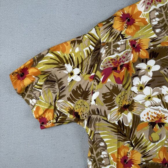 Vintage Guess Button Up Shirt Men’s Medium Floral Hawaiian Tropical Short Sleeve - Picture 14 of 16